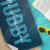 Hubby Blue Monogram Honeymoon Beach Towel