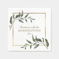 Elegant Chic Christmas Gold Foil Greenery Napkins