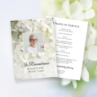 White Hydrangea Floral Funeral Service Program