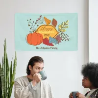 Fall-Themed Leaves Berries Pumpkin Thanksgiving  Banner