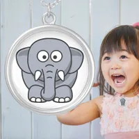 Cute Baby Elephant Cartoon Adorable Animal Jewerly Silver Plated Necklace