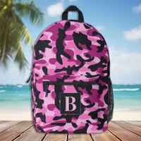 Thumbnail for Pink Camo Personalized Modern Monogram Camouflage Printed Backpack