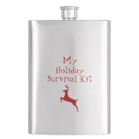 Whimsical Red Deer My Holiday Survival Kit Flask