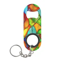  Bold Stained Glass Design Keychain Bottle Opener