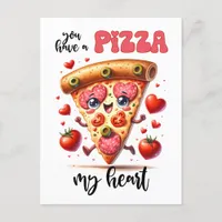 Funny Have A Pizza My Heart Punny Valentine Postcard