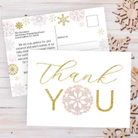 Pink Snowflake Baby Shower Thank You Postcard