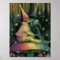Whimsical Forest Mushroom Fairy Tale Romance Art Poster