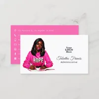 Bold Afro Black Woman Boss in Hot-Pink Business Card