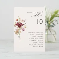 Boho Wildflowers Fall Wedding Seating Chart Cards