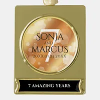 Elegant 7th Copper Wedding Anniversary Celebration Gold Plated Banner Ornament