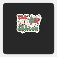 Tis Season Retro Funny Sloth Square Sticker