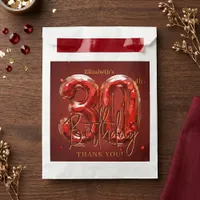 Elegant Ruby Red Gold 30th Birthday Thank You Favor Bag