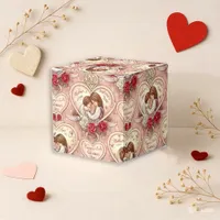Romantic Pink Vintage Cherub Heart Pattern Favor Boxes