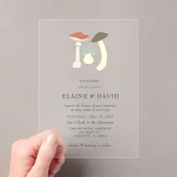 Rustic Elegant Woodland Wild Mushrooms Wedding Acrylic Invitations