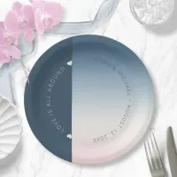 Mood Gradient Wedding Prussian Sky ID741 Paper Plates