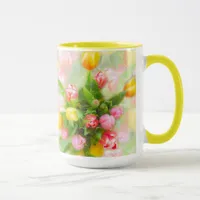 Tulip bouquet in vintage look - floral art    mug