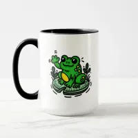 Good Morning Frog on Lily Pad Hand Drawn Mug