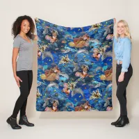 Tropical Ocean Gray Dolphins Coral Reef Fleece Blanket