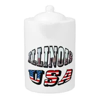 Illinois USA Flag & State Photo Text Teapot