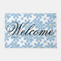 Blue Floral Pattern - Welcome Door Mat