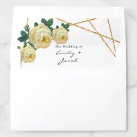 Elegant Gold Glitter Geometric Yellow Floral Wed Envelope Liner