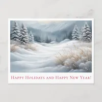 Snowy Winter Landscape Holiday Greetings Postcard