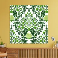 Art Nouveau Slate & Green–Vintage Floral Scallop  Canvas Print