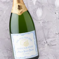 "She Found Her Main Squeeze" Lemon Bridal Shower Sparkling Wine Label