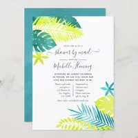 Teal and Lemon Tropical Baby Shower by Mail Invitation