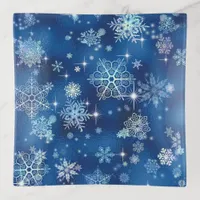 Prettiest Snowflakes Pattern Blue ID846 Trinket Tray