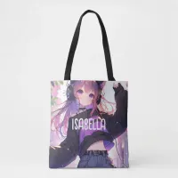 Pretty Anime Girl in Headphones Birthday Tote Bag