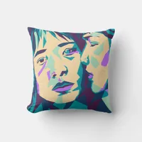 Pop Art | Blue Green and Cyan | Two Women Throw Pillow