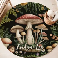 Mushroom Garden Custom Name Nursery Rug