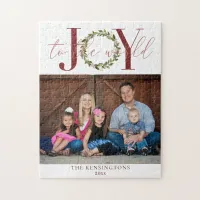 Elegant Christmas Joy to the World Holiday Photo Jigsaw Puzzle