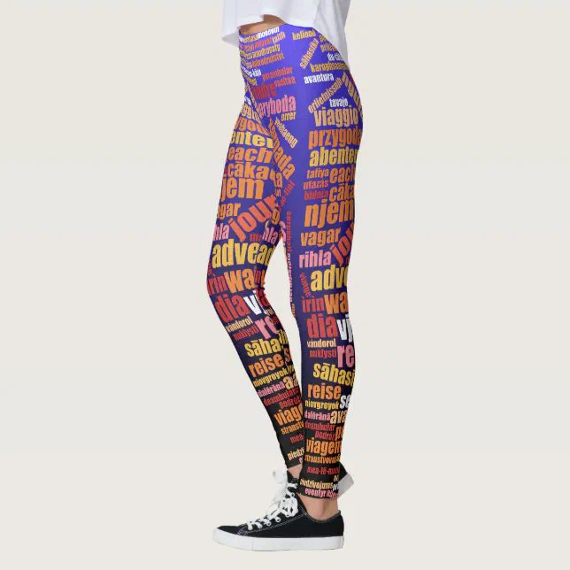 Colorful Journey in Many Languages Word Cloud Leggings