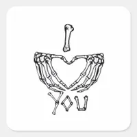 Skeleton Hands Making A Heart Subtle Expression Square Sticker