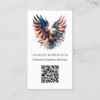 *~* AP16 Photo American Flag Bald Eagle QR Business Card