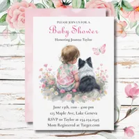 Girl's Pink Baby Shower Dog Themed Invitation