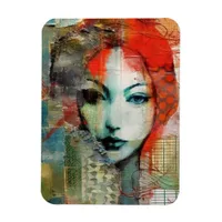 Mixed Media Woman Collage Magnet