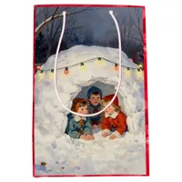 Vintage Children in Snow Fort Medium Gift Bag
