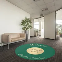 Christmas green business logo rug