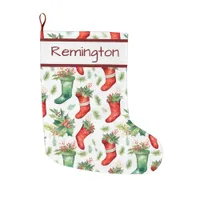 Red Green Stockings Pattern on Christmas Stockings