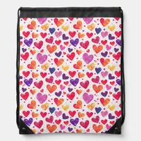 Colorful Hearts Kids Valentine's Day Drawstring Bag