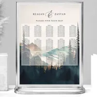 Thumbnail for Watercolor Mountains Pine Wedding Seating Chart