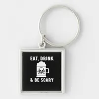 Eat Drink And Be Scary Halloween Beer Vintage Styl Keychain