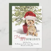Happy Howlidays Yorkshire Terrier Watercolor Holiday Card