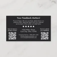 Black Minimalist QR Code Thank You Insert Card