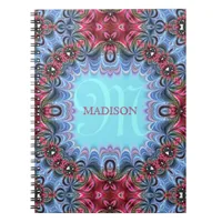 Frilly Fractals Blue Pink Personalized Notebook