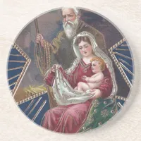 Vintage Religious Mary and Baby Jesus Christmas Coaster