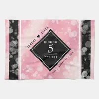 Elegant 5th Rose Quartz Wedding Anniversary Kitchen Towel